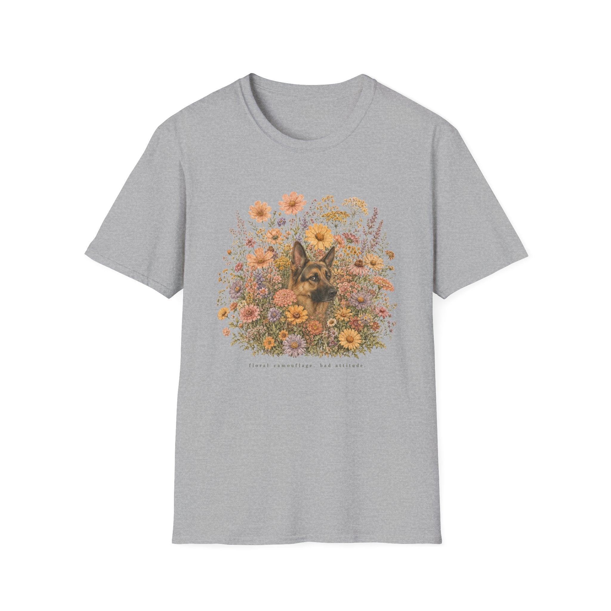 German Shepherd Floral Camouflage T-Shirt