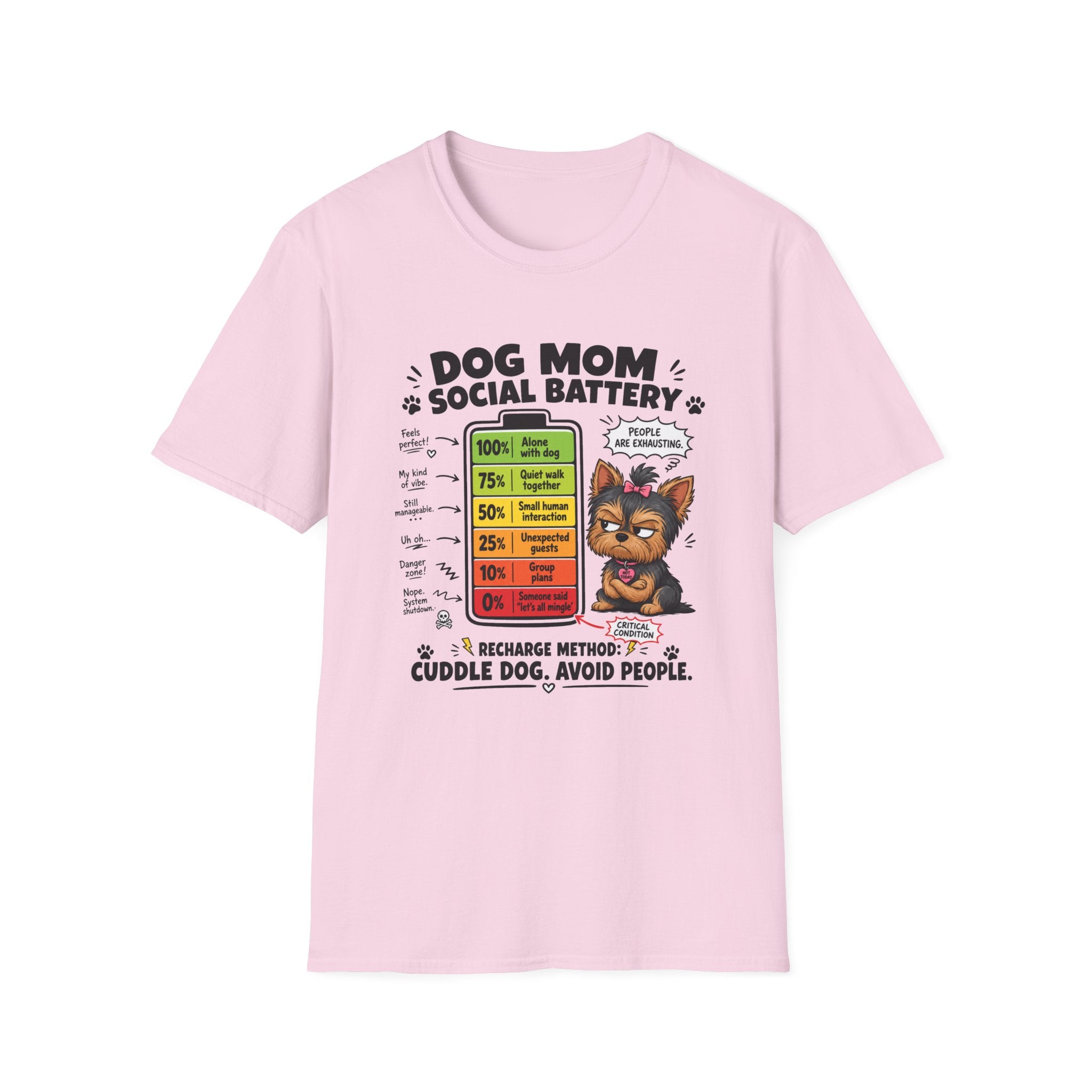 Dog Mom Social Battery T-Shirt