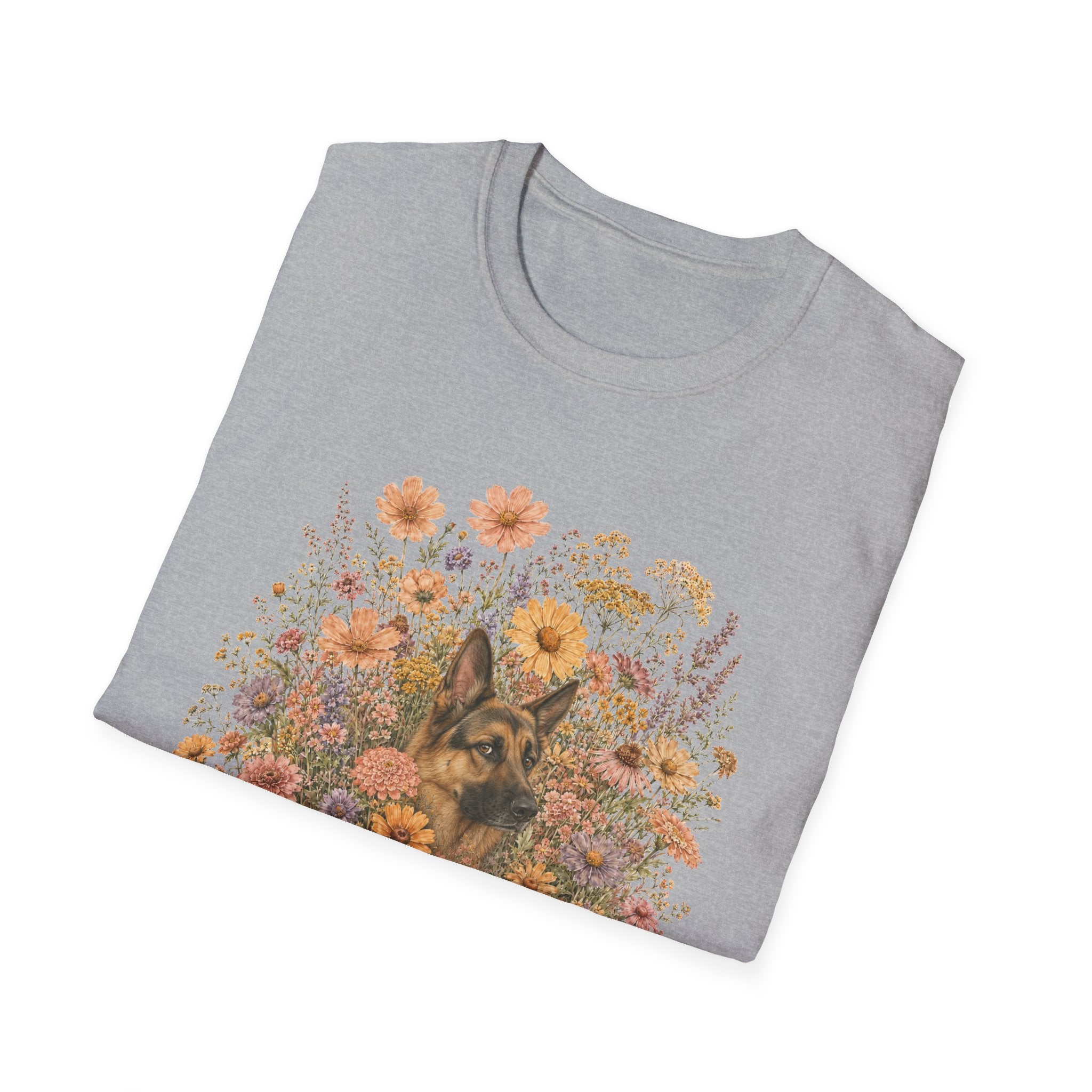 German Shepherd Floral Camouflage T-Shirt