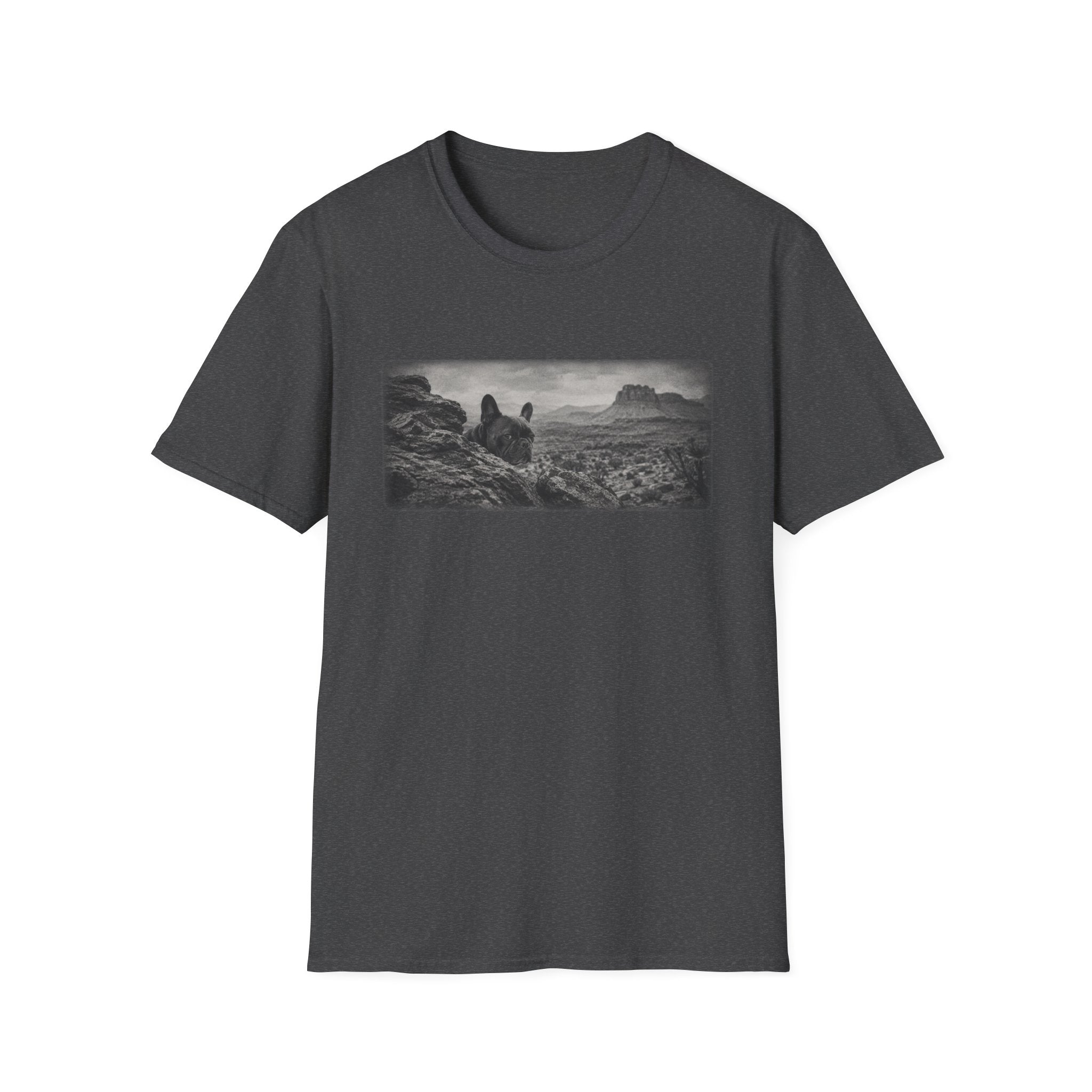 French Bulldog Behind Rocks Pose T-Shirt