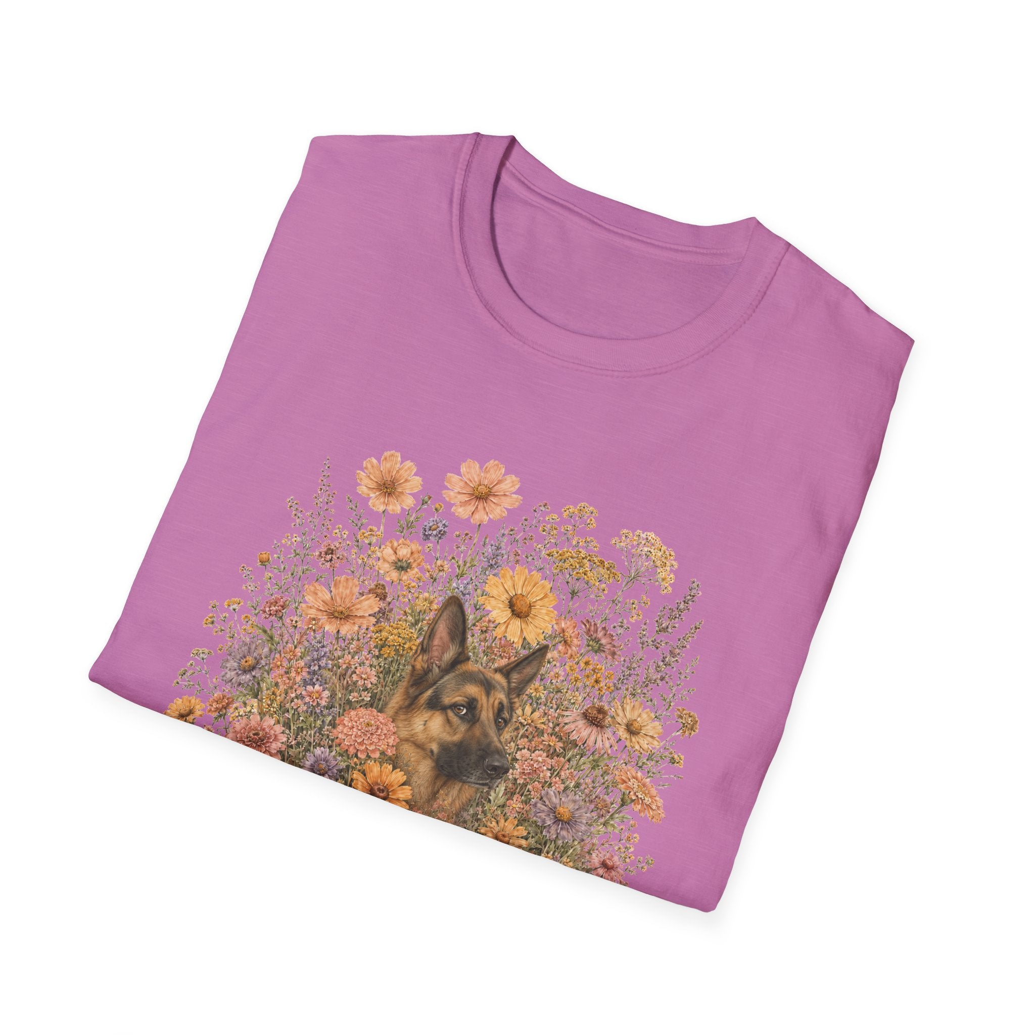 German Shepherd Floral Camouflage T-Shirt