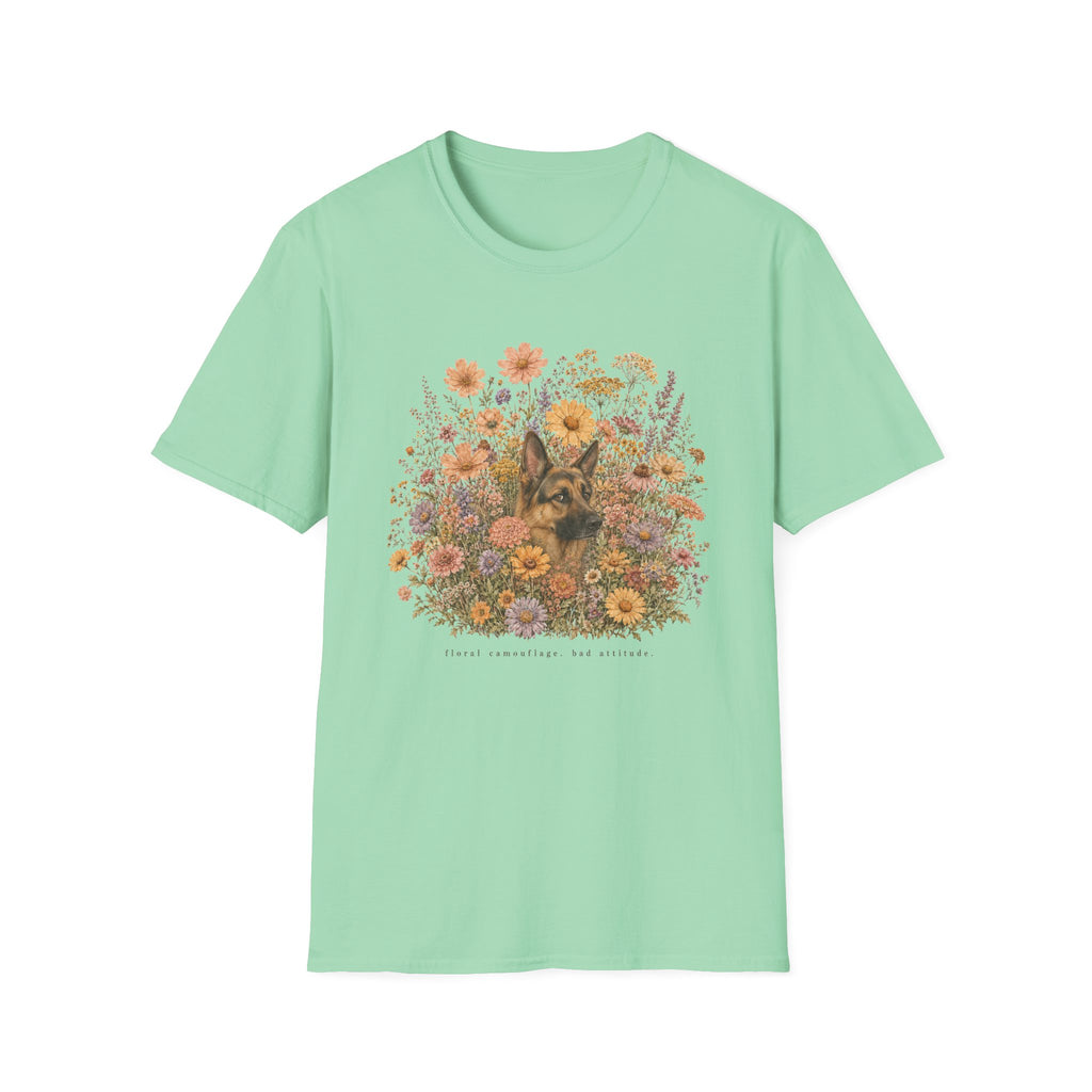 German Shepherd Floral Camouflage T-Shirt
