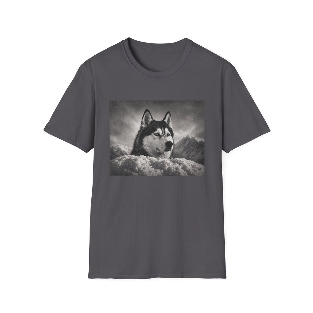 Husky Behind Snowbank Pose T-Shirt