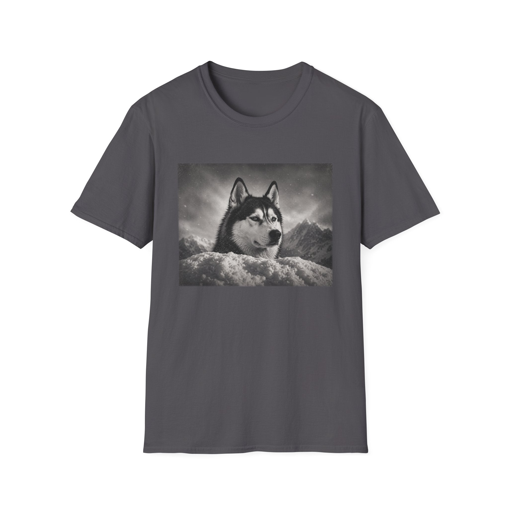 Husky Behind Snowbank Pose T-Shirt