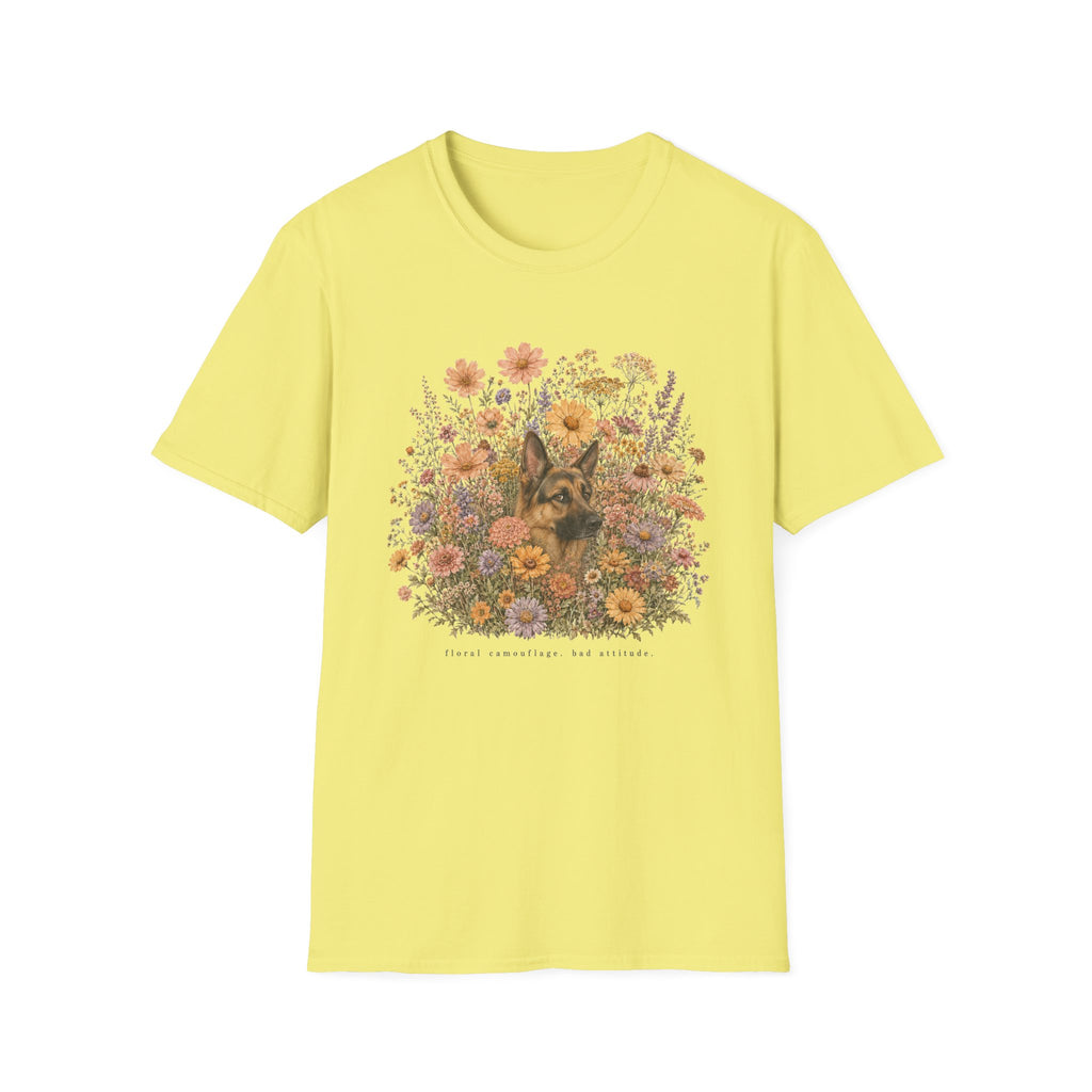German Shepherd Floral Camouflage T-Shirt