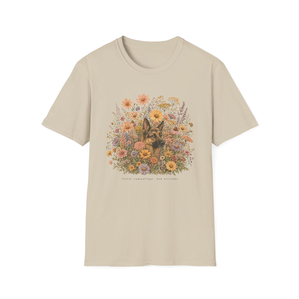 German Shepherd Floral Camouflage T-Shirt
