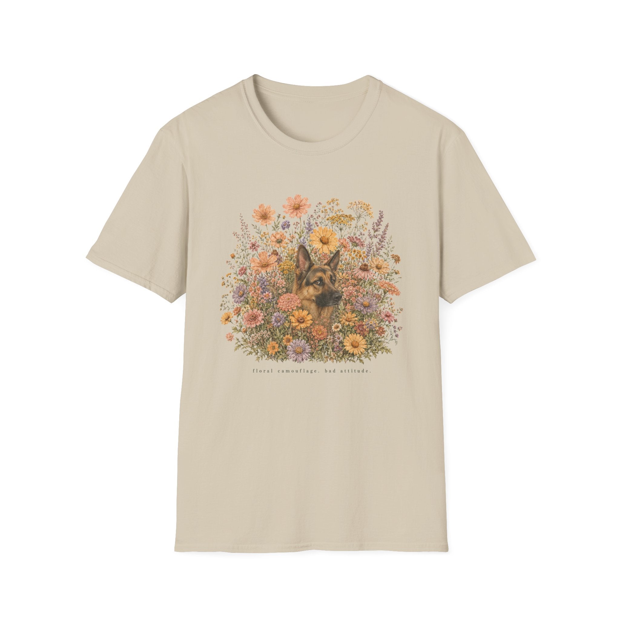 German Shepherd Floral Camouflage T-Shirt