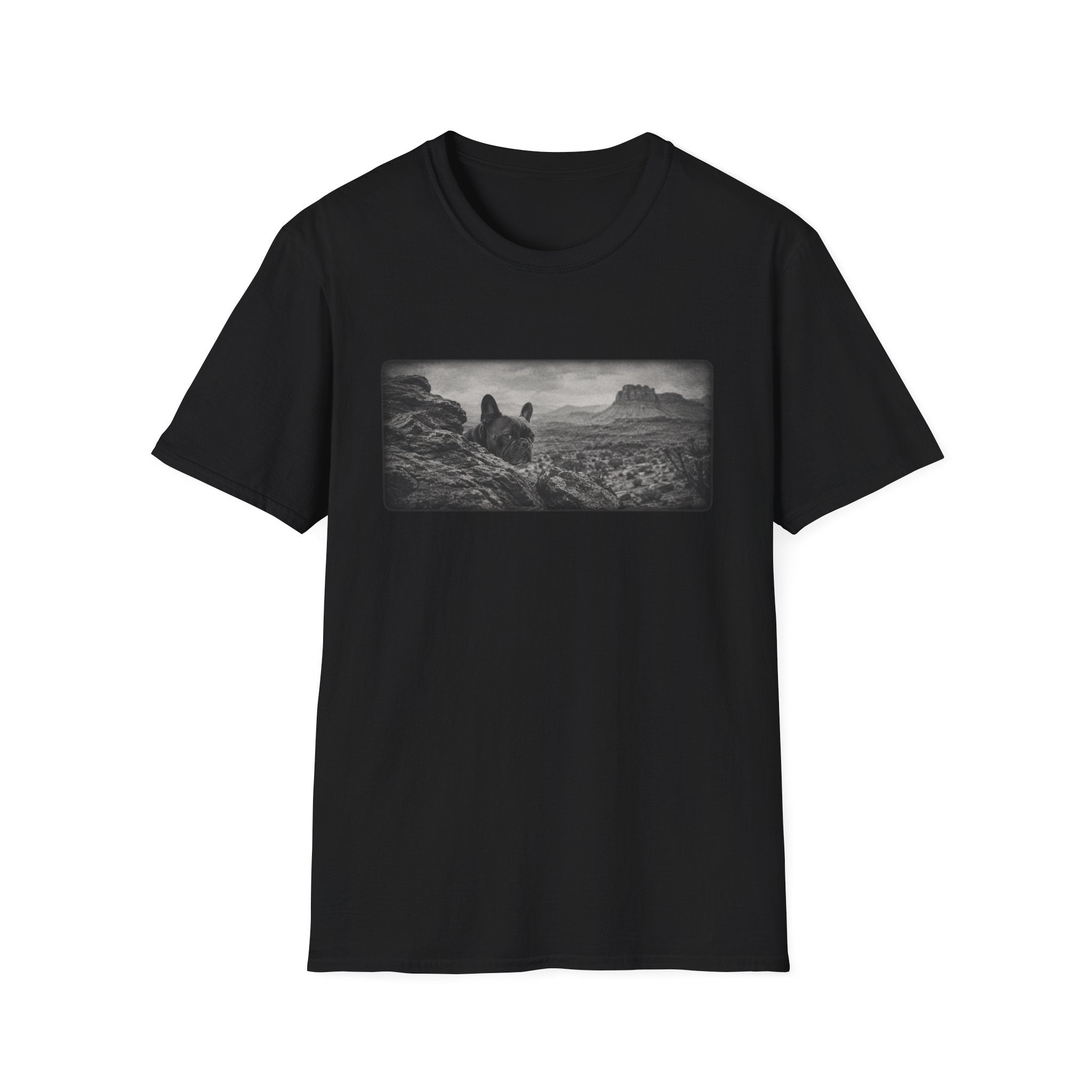French Bulldog Behind Rocks Pose T-Shirt