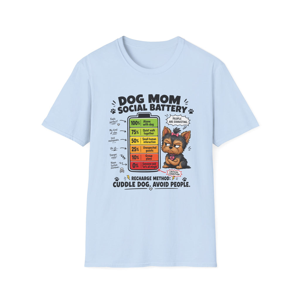 Dog Mom Social Battery T-Shirt