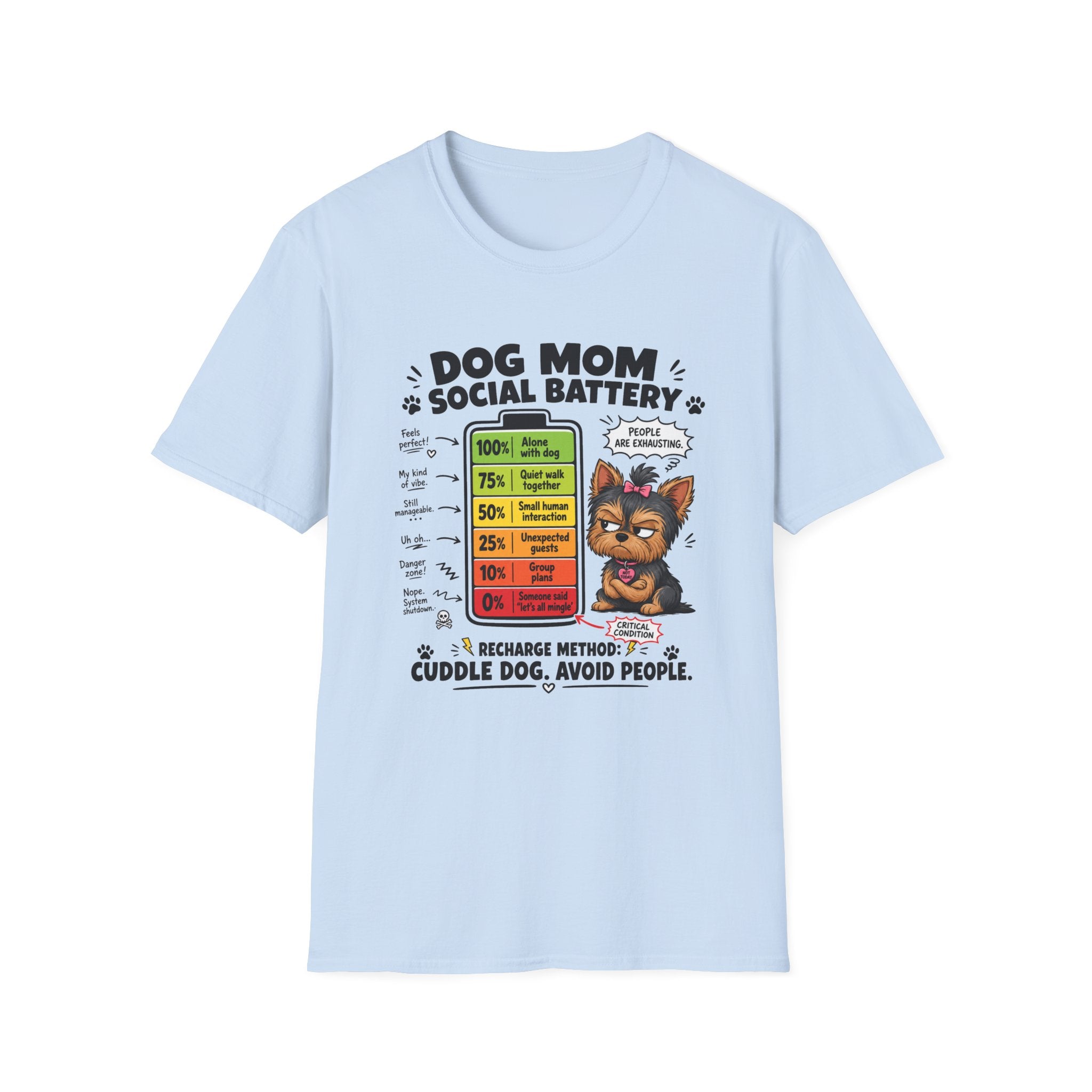 Dog Mom Social Battery T-Shirt