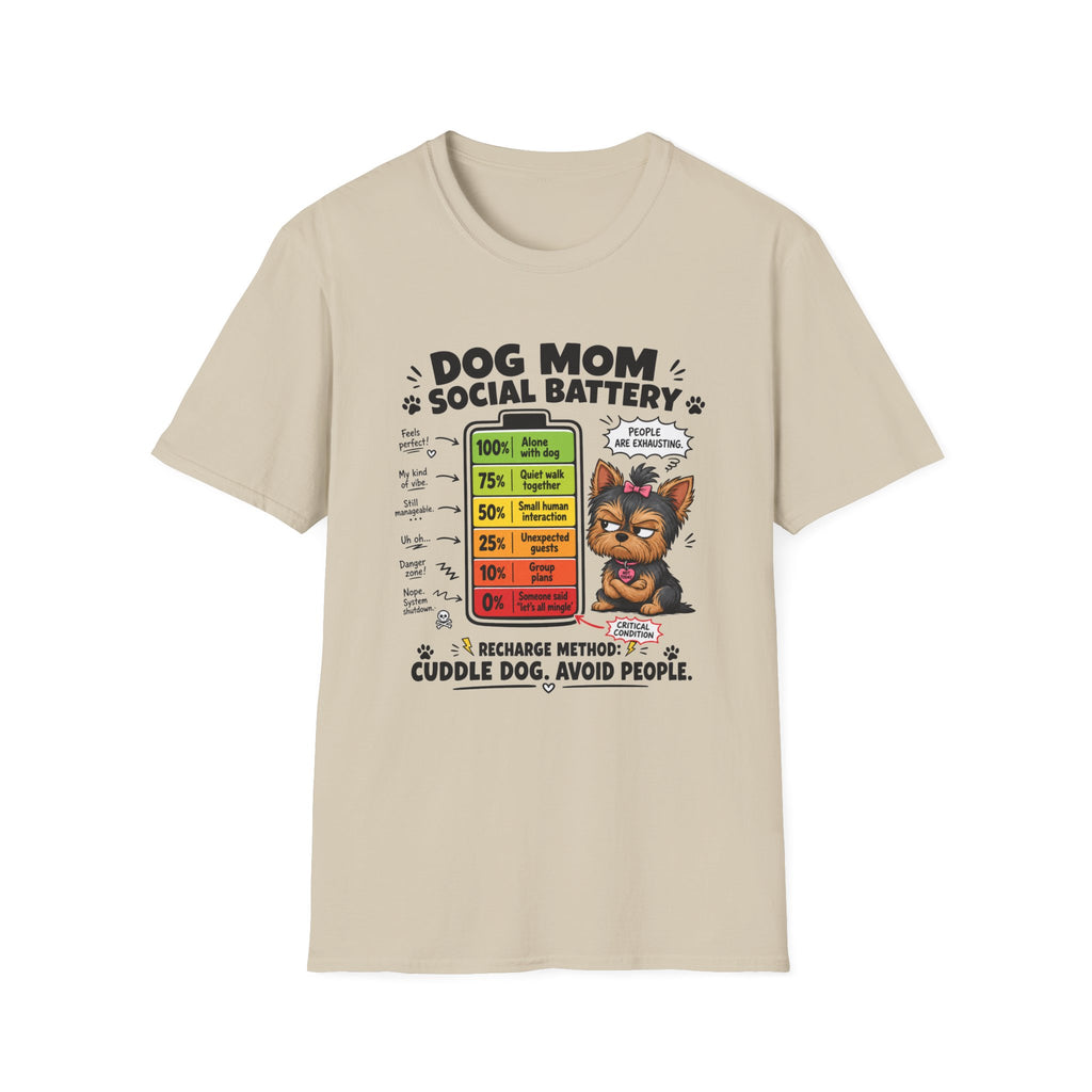 Dog Mom Social Battery T-Shirt