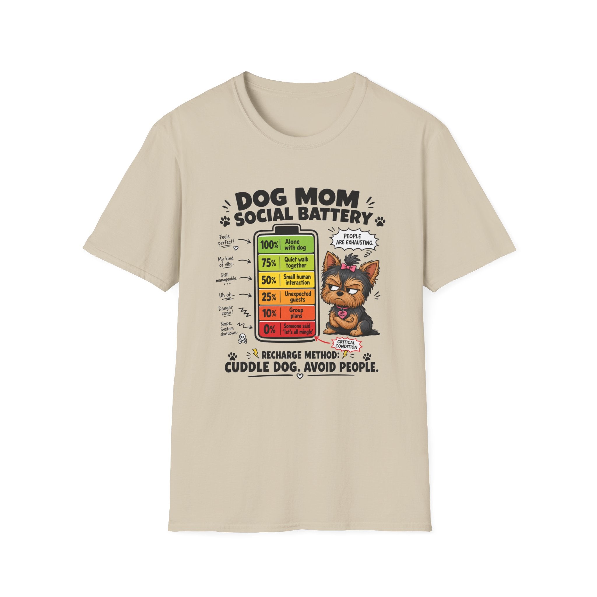 Dog Mom Social Battery T-Shirt