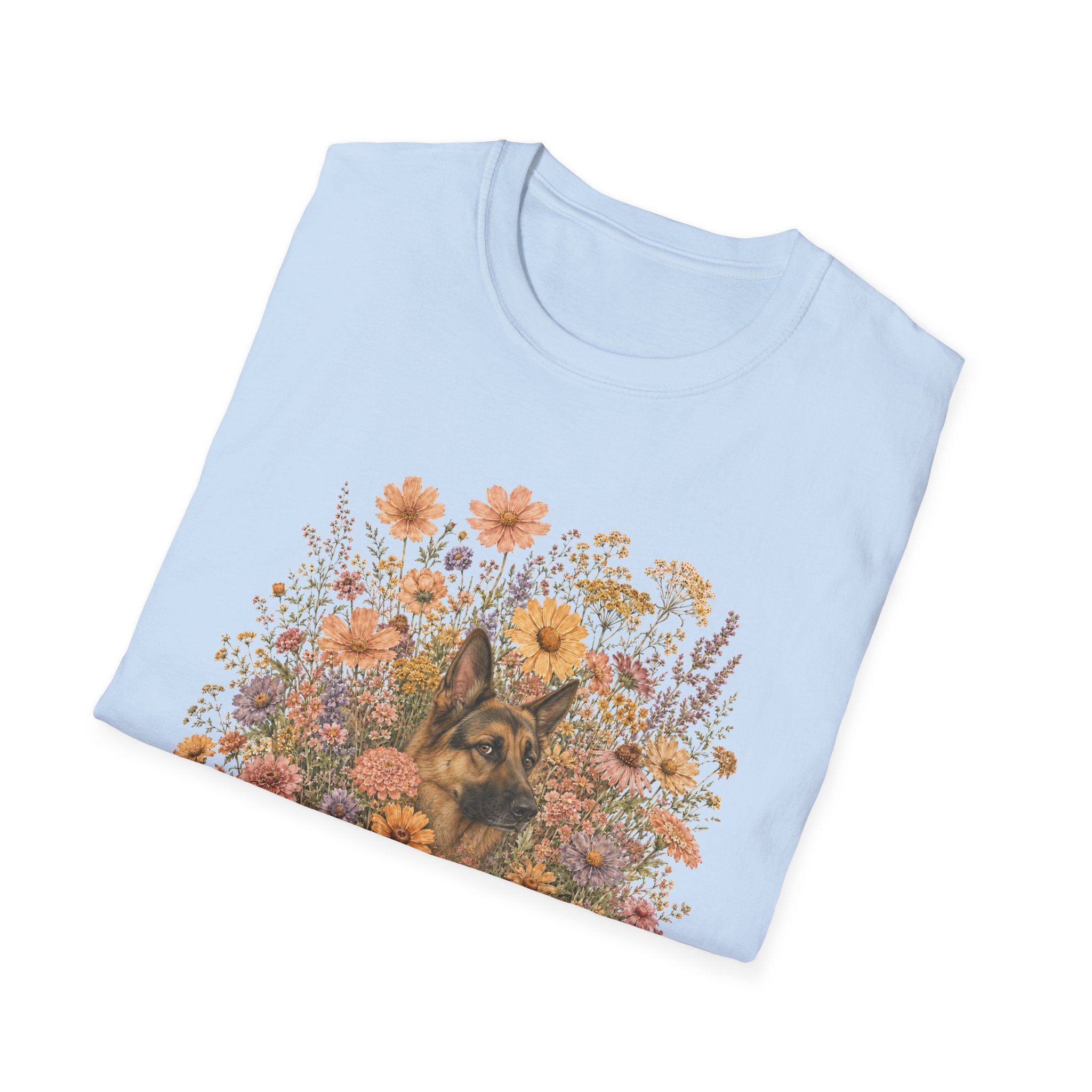 German Shepherd Floral Camouflage T-Shirt