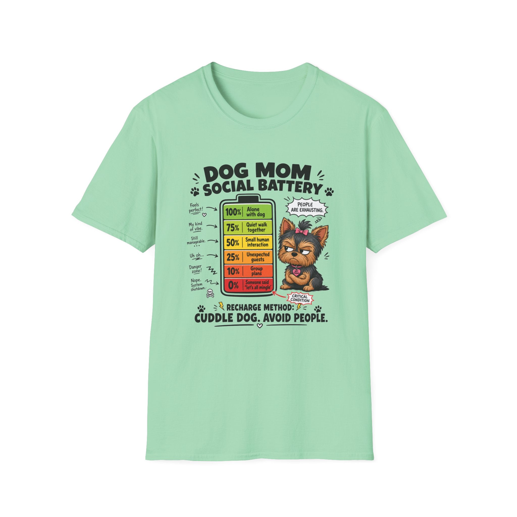 Dog Mom Social Battery T-Shirt