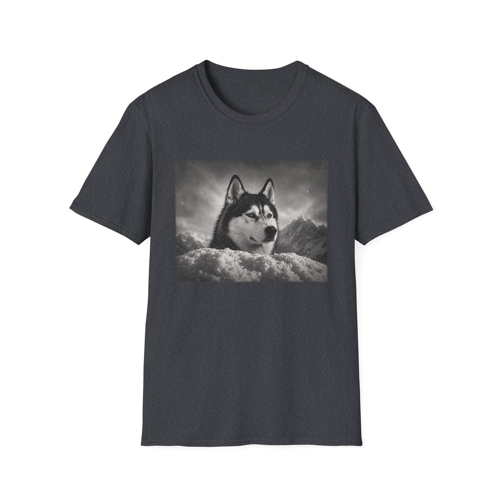 Husky Behind Snowbank Pose T-Shirt
