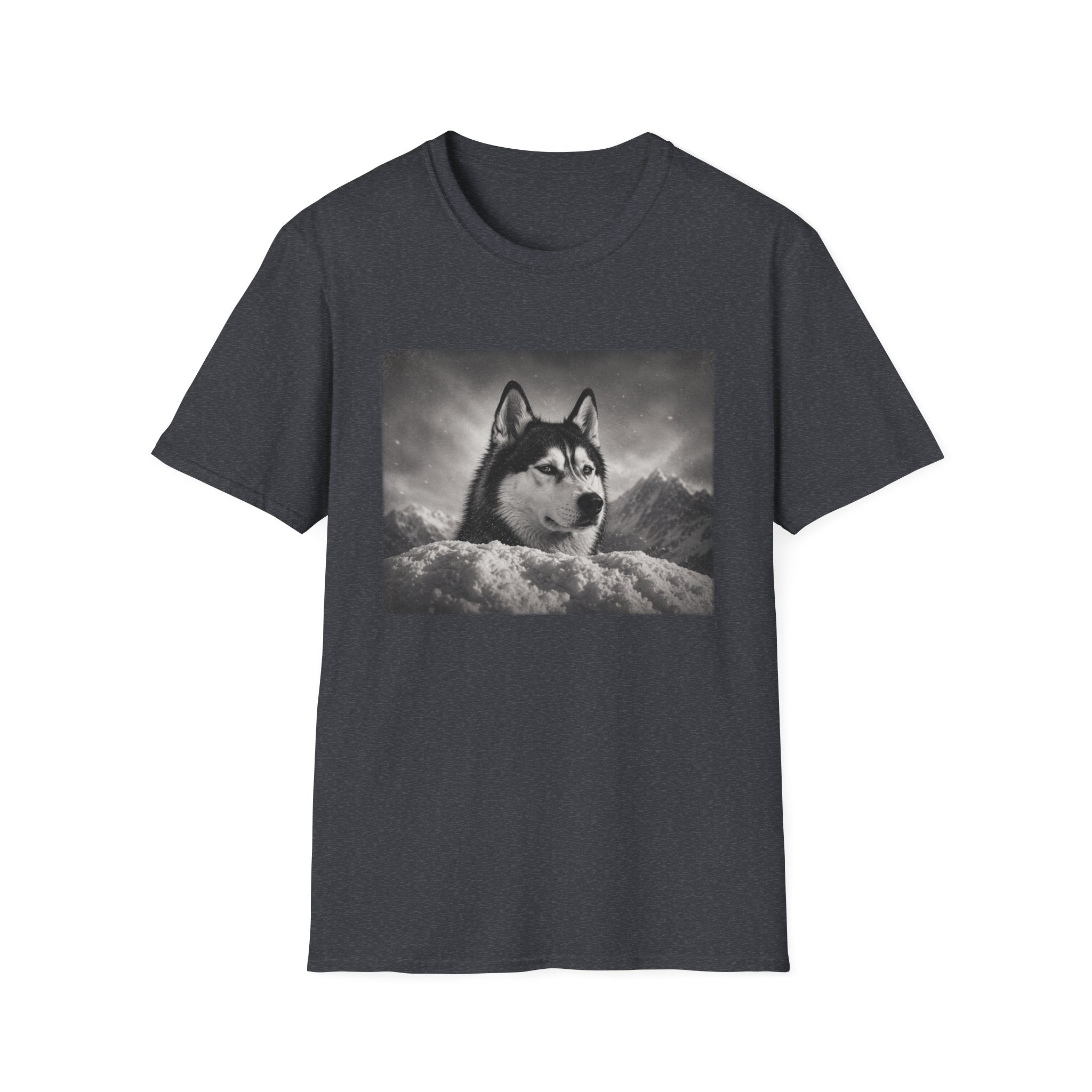 Husky Behind Snowbank Pose T-Shirt