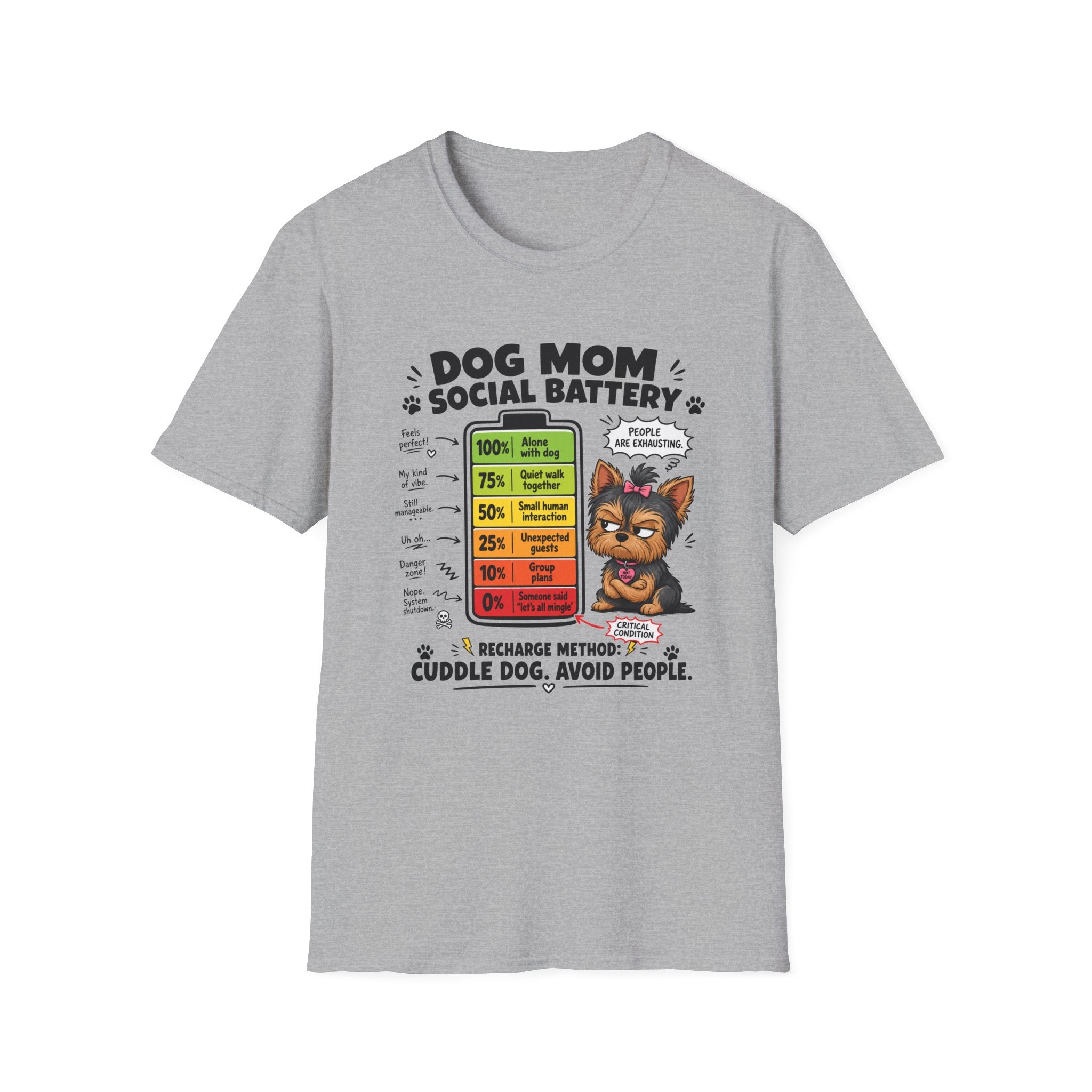 Dog Mom Social Battery T-Shirt