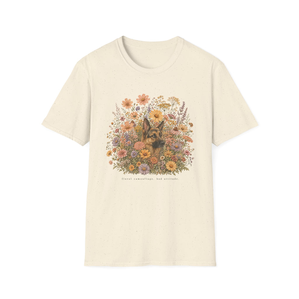 German Shepherd Floral Camouflage T-Shirt