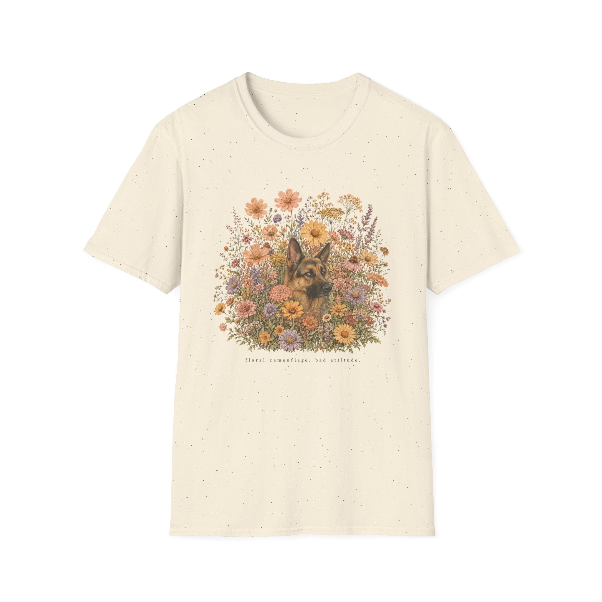 German Shepherd Floral Camouflage T-Shirt