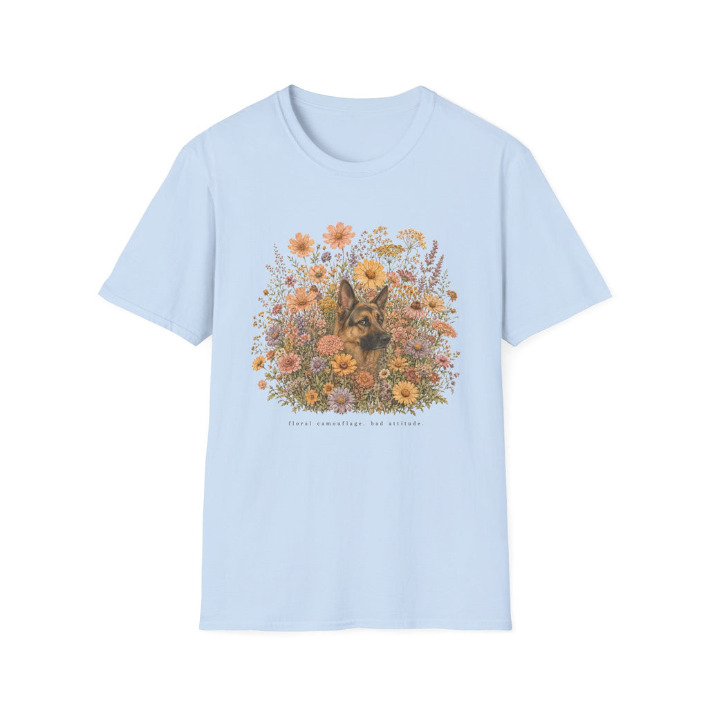 German Shepherd Floral Camouflage T-Shirt