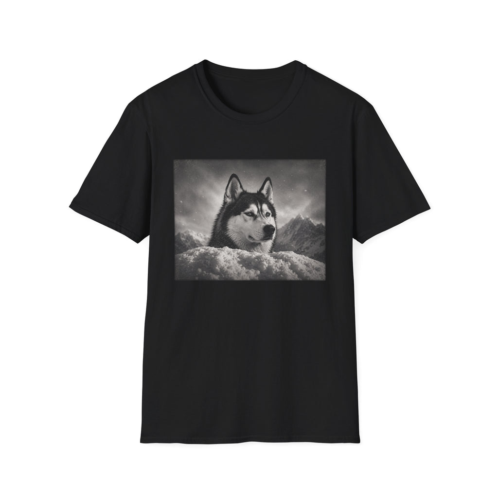 Husky Behind Snowbank Pose T-Shirt