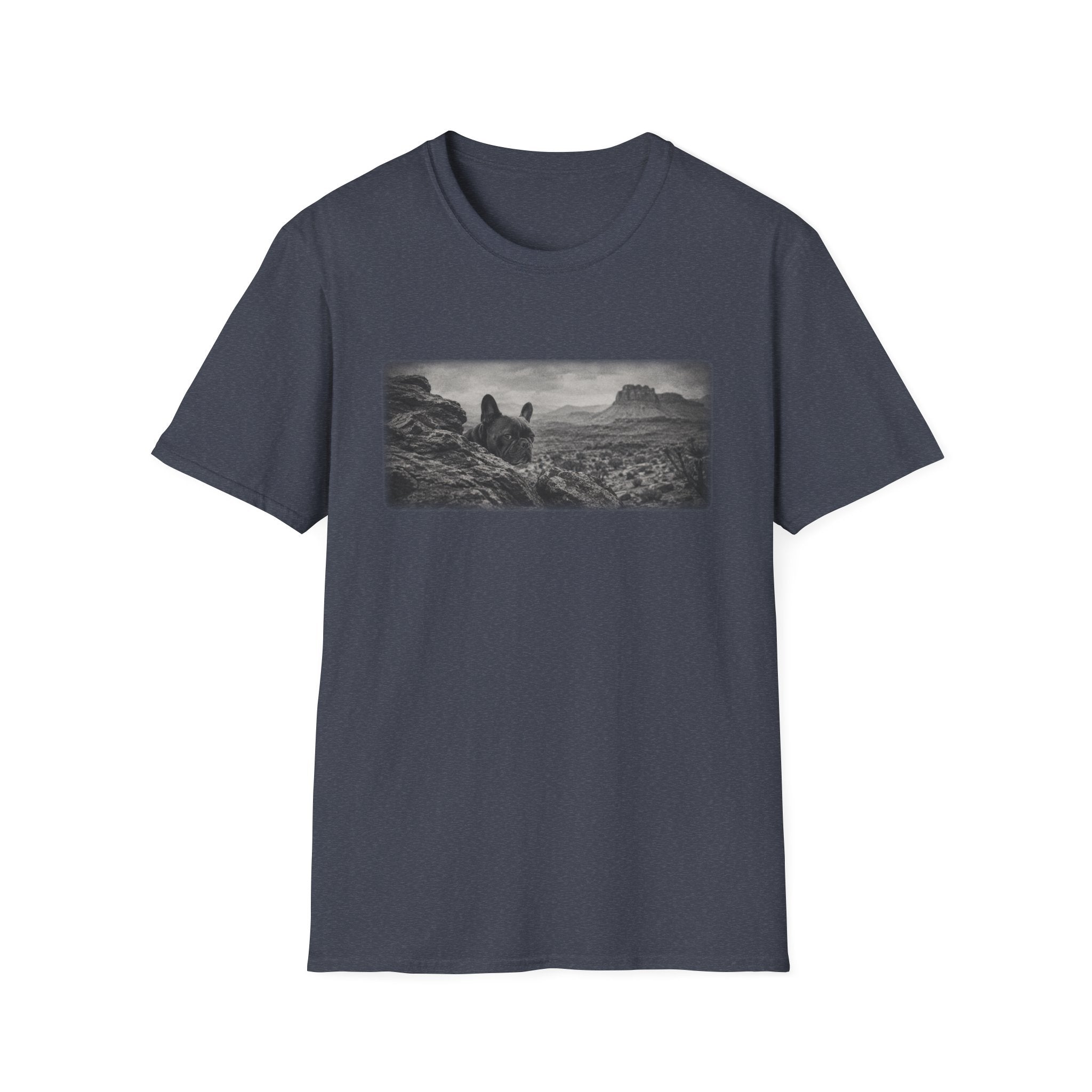 French Bulldog Behind Rocks Pose T-Shirt