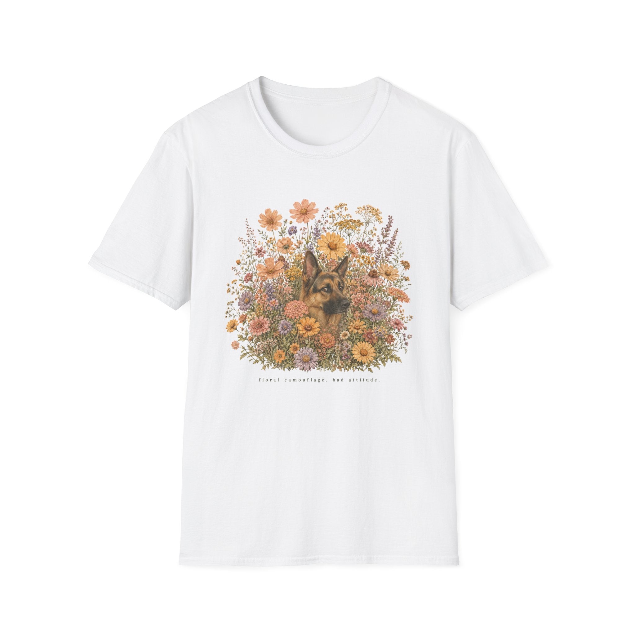 German Shepherd Floral Camouflage T-Shirt