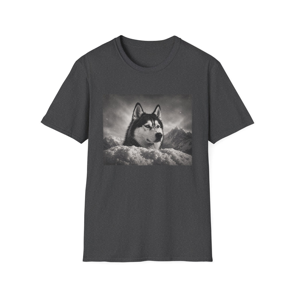 Husky Behind Snowbank Pose T-Shirt
