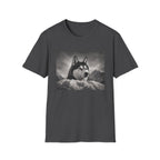 Husky Behind Snowbank Pose T-Shirt