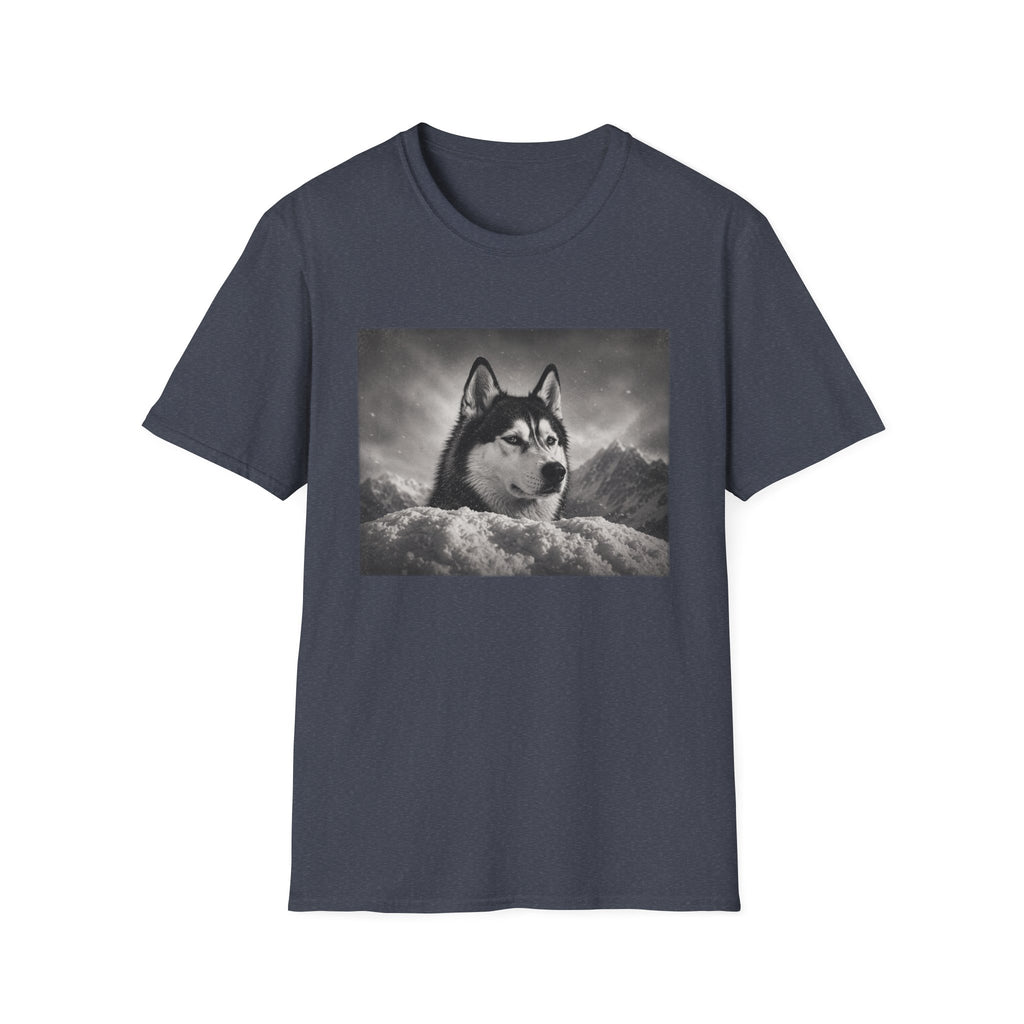 Husky Behind Snowbank Pose T-Shirt