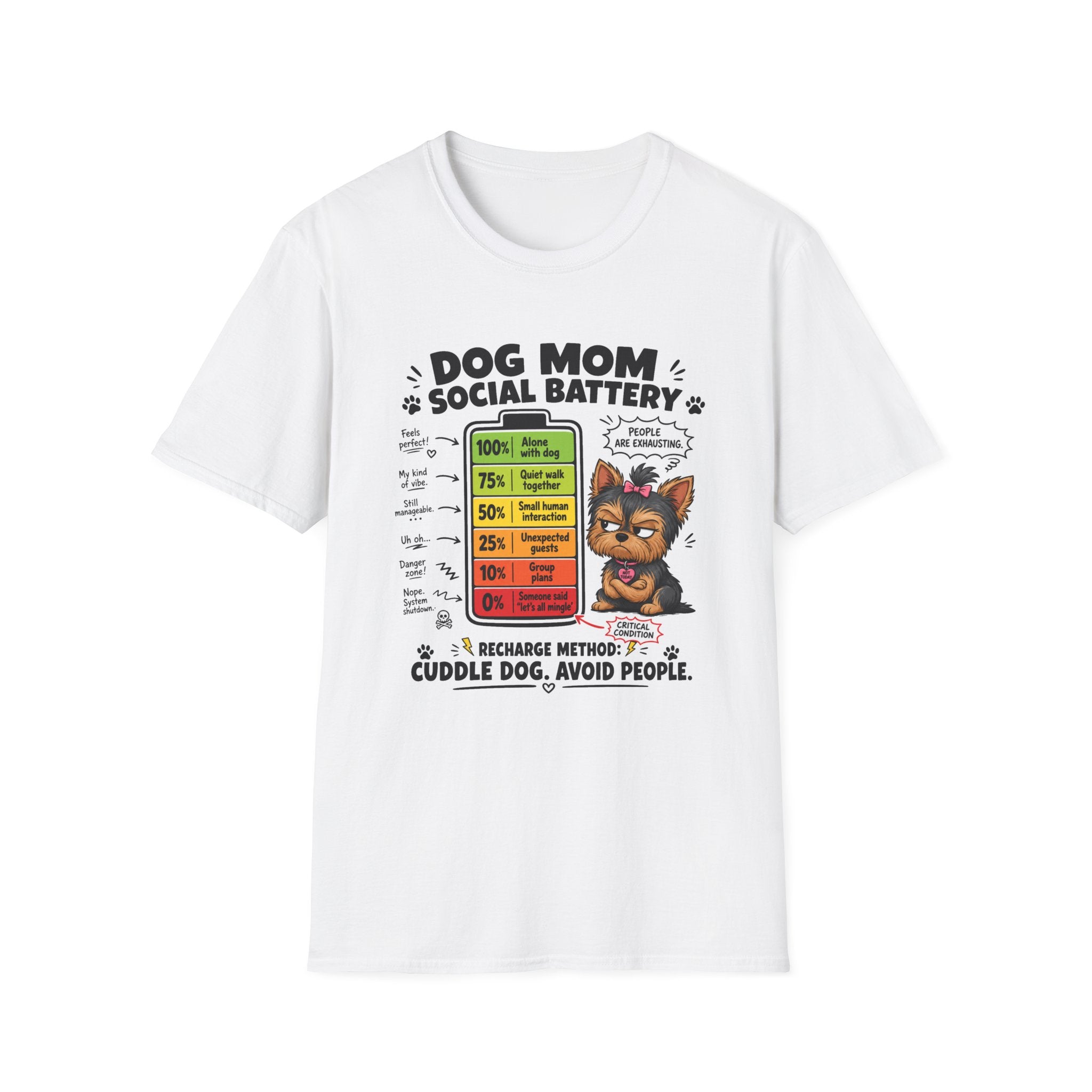 Dog Mom Social Battery T-Shirt