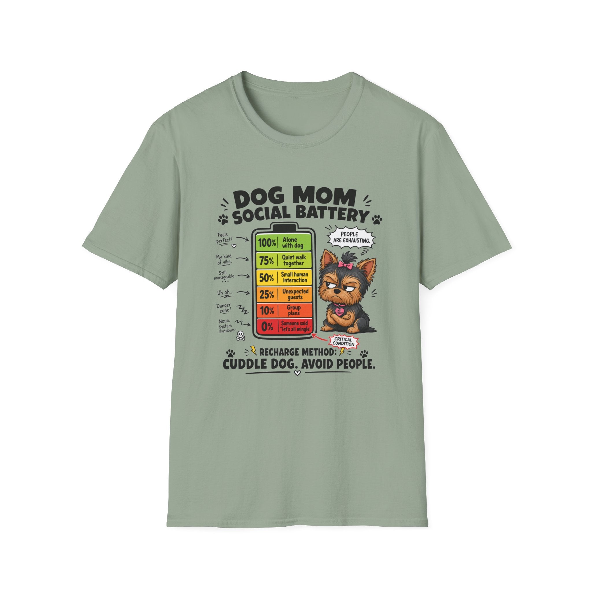 Dog Mom Social Battery T-Shirt