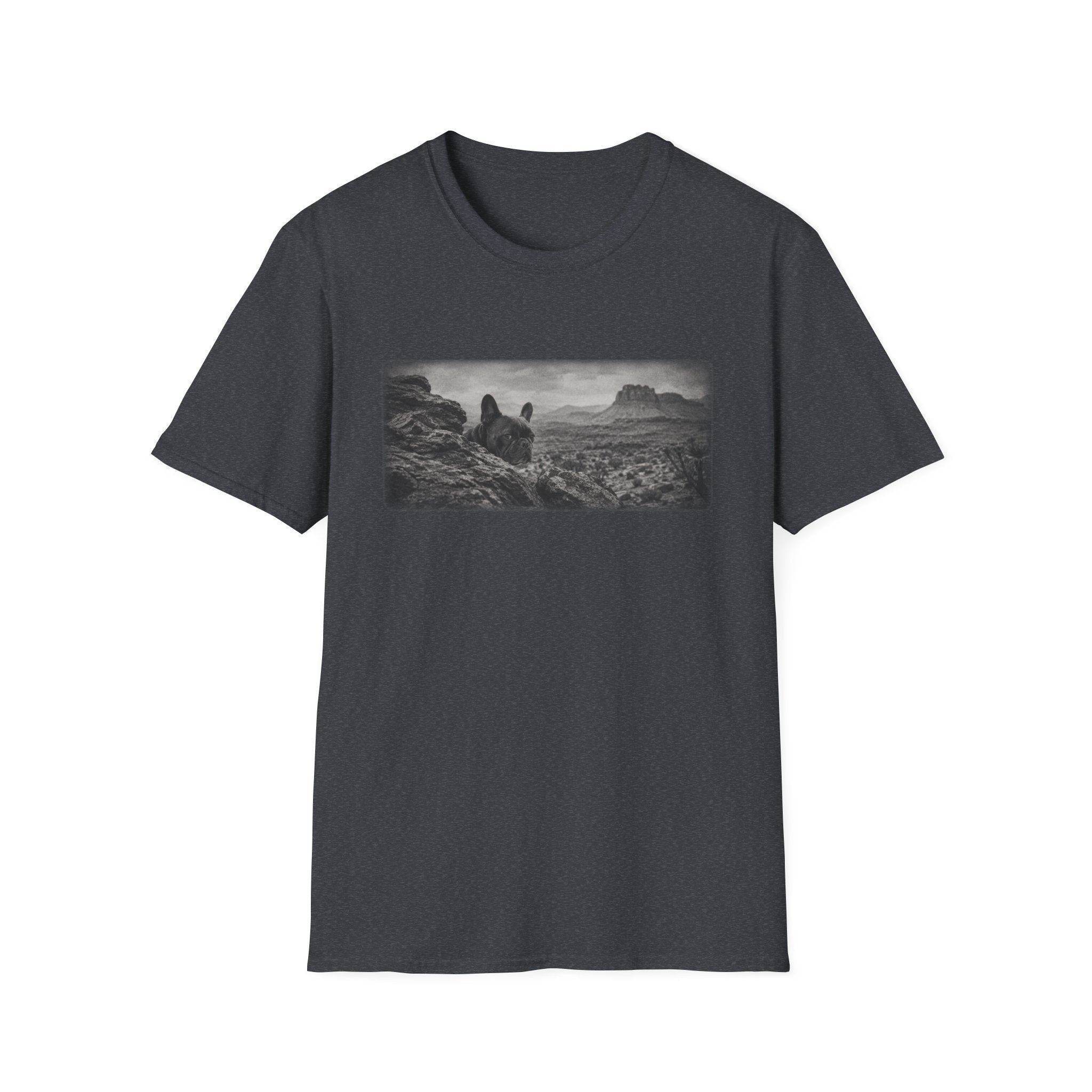French Bulldog Behind Rocks Pose T-Shirt