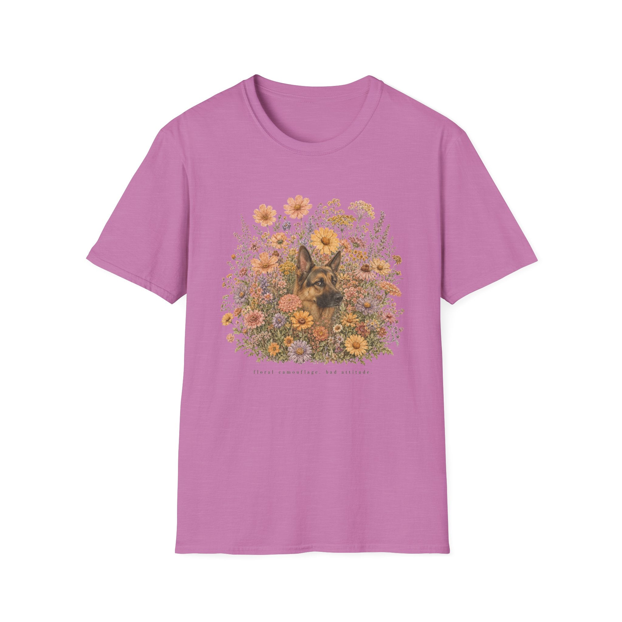 German Shepherd Floral Camouflage T-Shirt
